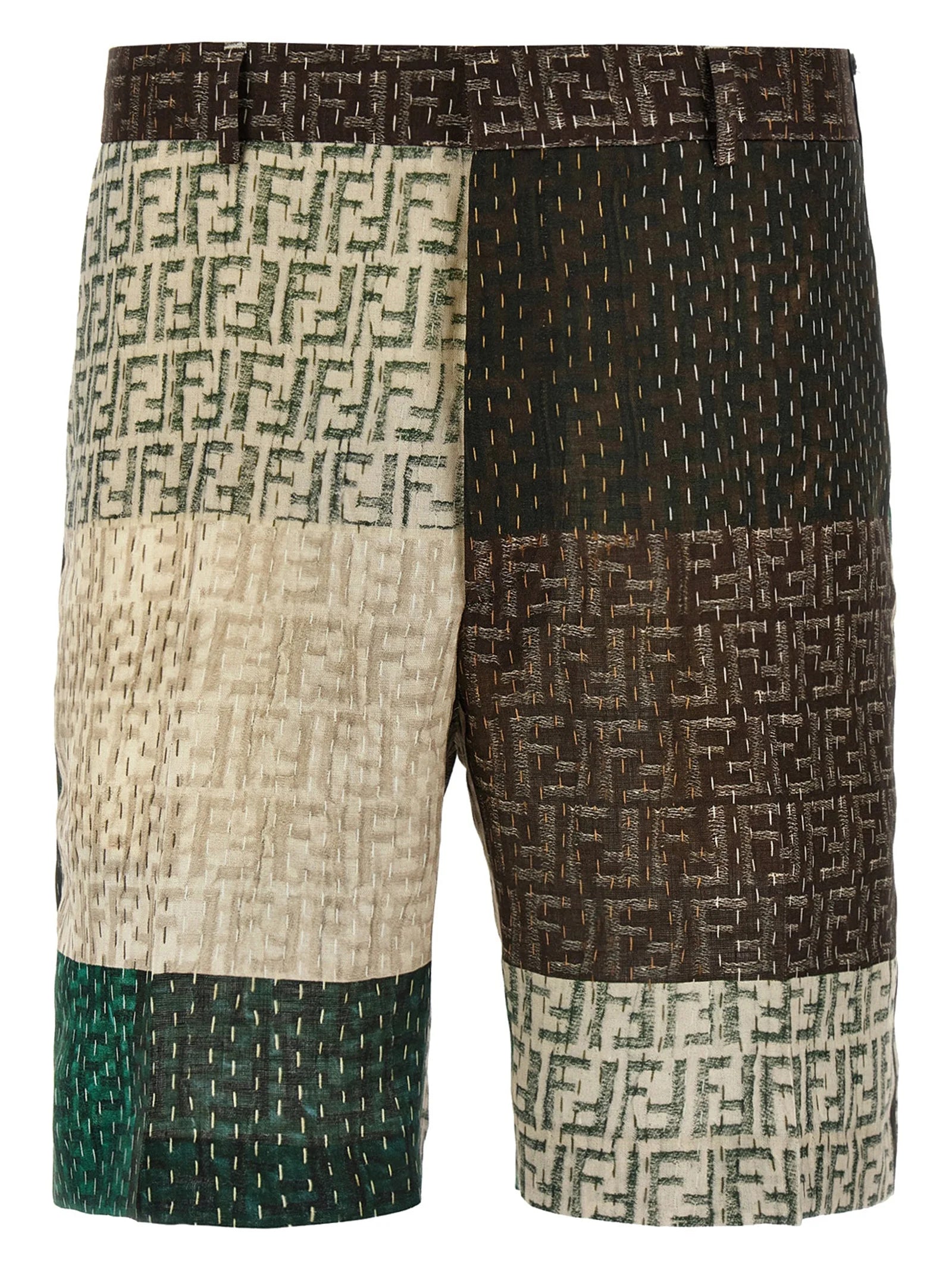 Fendi Multicolor Linen Bermuda Shorts - IT46 | S