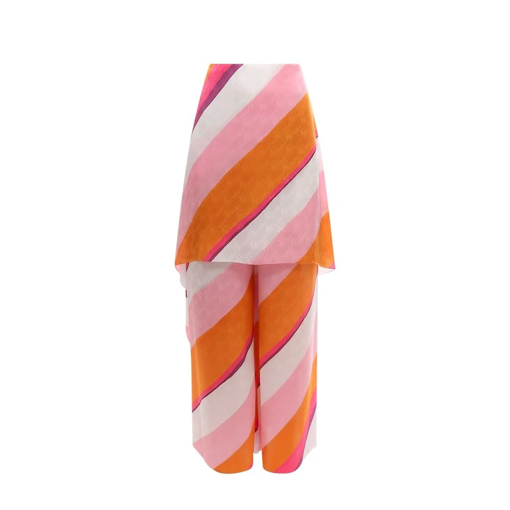 Fendi Multicolor Silk Casual Pants - 42