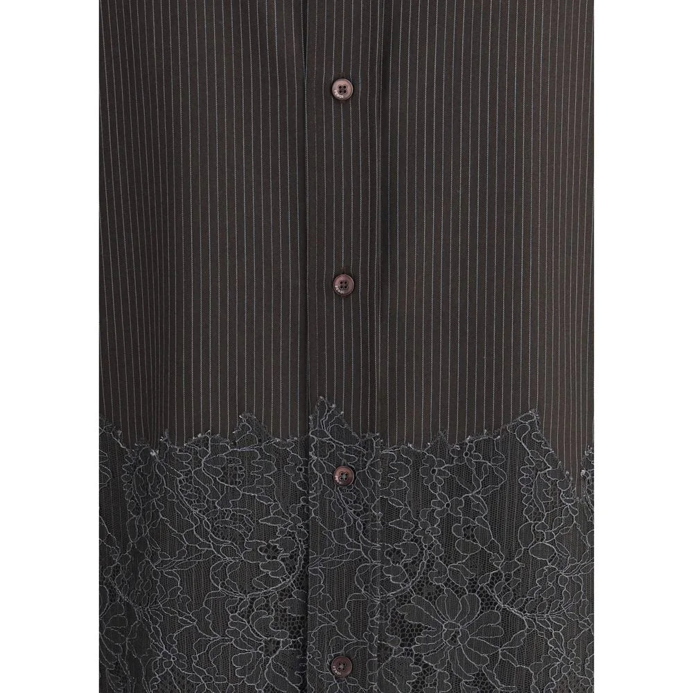 Fendi Pinstripe Wool and Lace Shirt - Shirts