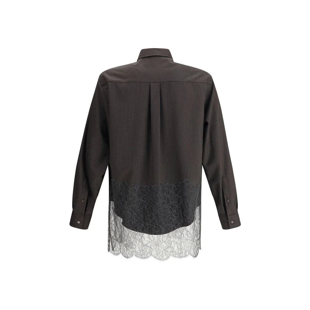 Fendi Pinstripe Wool and Lace Shirt - Shirts