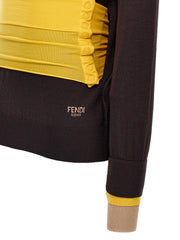 Fendi Purple Virgin Wool Cardigan