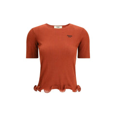 Fendi Short-sleeved Virgin Wool Top - Sweaters