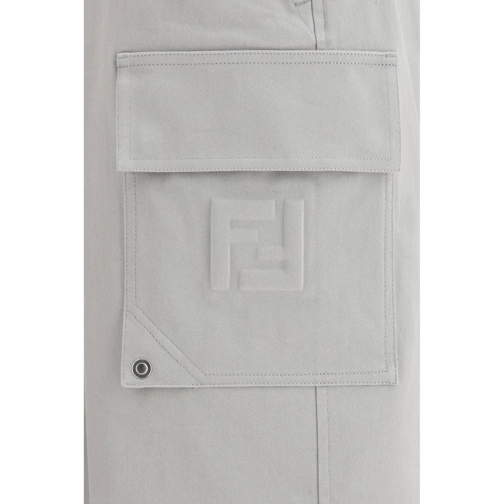 Fendi Silver Cotton Cargo Pants