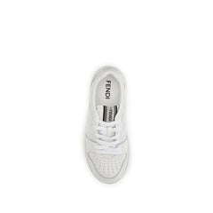 Fendi White Calf Leather Bos Taurus Athletic Sneakers