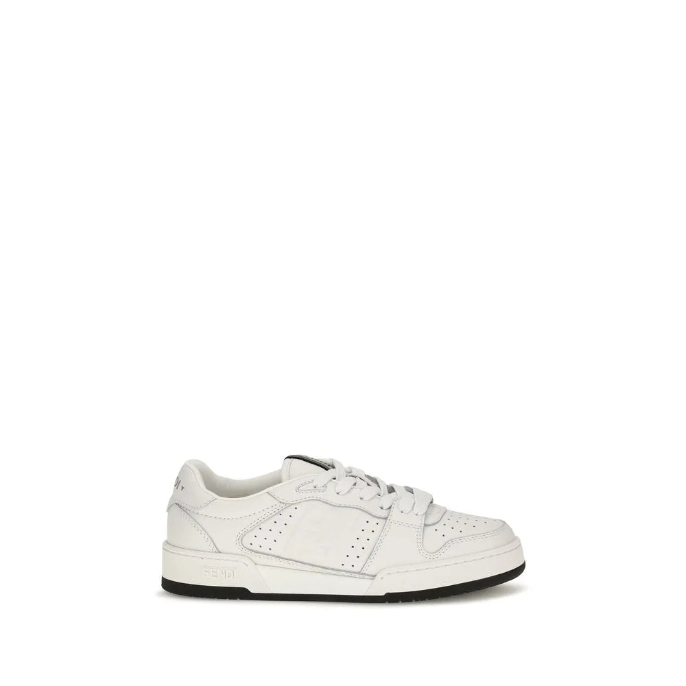 Fendi White Calf Leather Bos Taurus Athletic Sneakers
