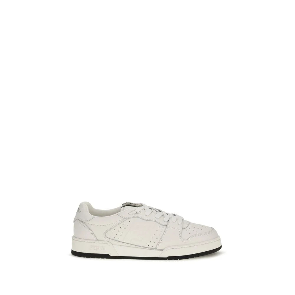 Fendi White Calf Leather Bos Taurus Athletic Sneakers