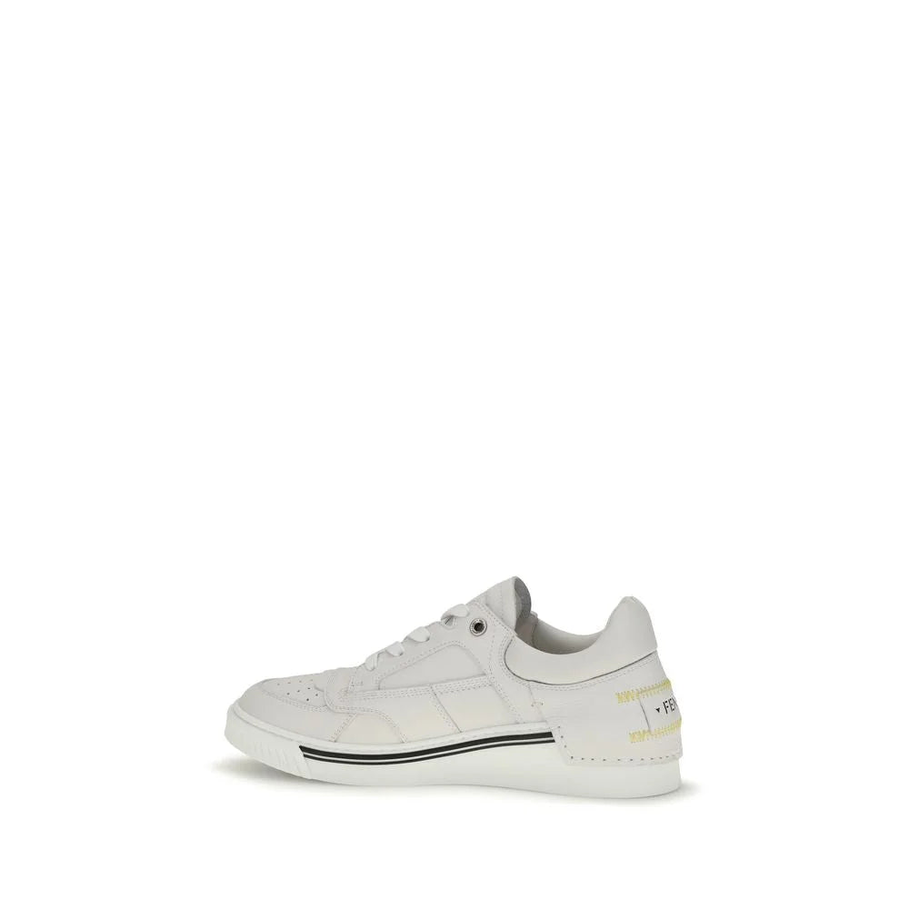 Fendi Weiße Kalbsleder Bos Taurus Low-Top-Sneakers
