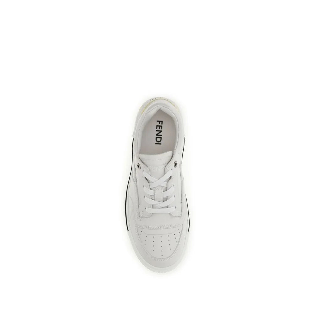 Fendi Weiße Kalbsleder Bos Taurus Low-Top-Sneakers