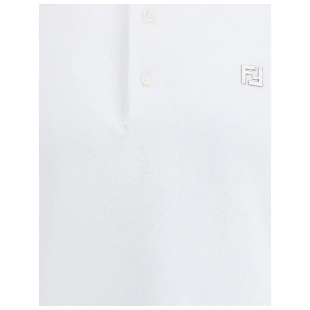 Fendi White Cotton Polo Shirt