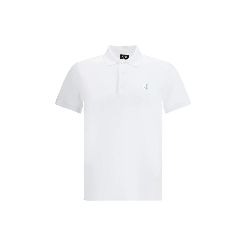 Fendi White Cotton Polo Shirt
