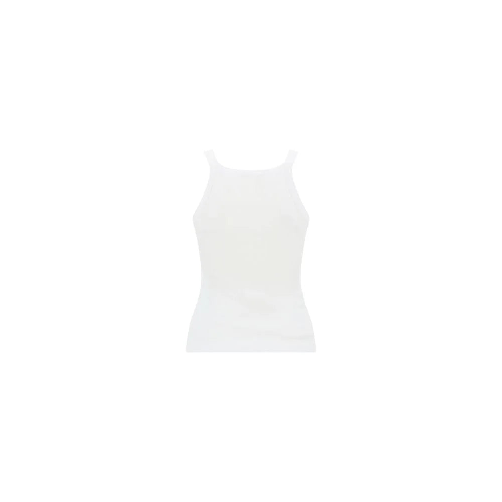 Fendi White Cotton Sleeveles T-Shirt - S