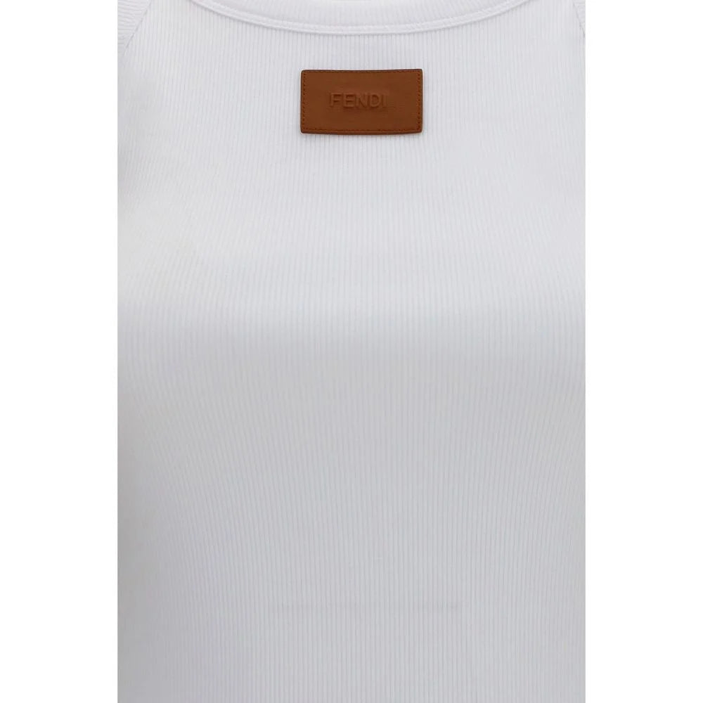 Fendi White Cotton Tank Tops