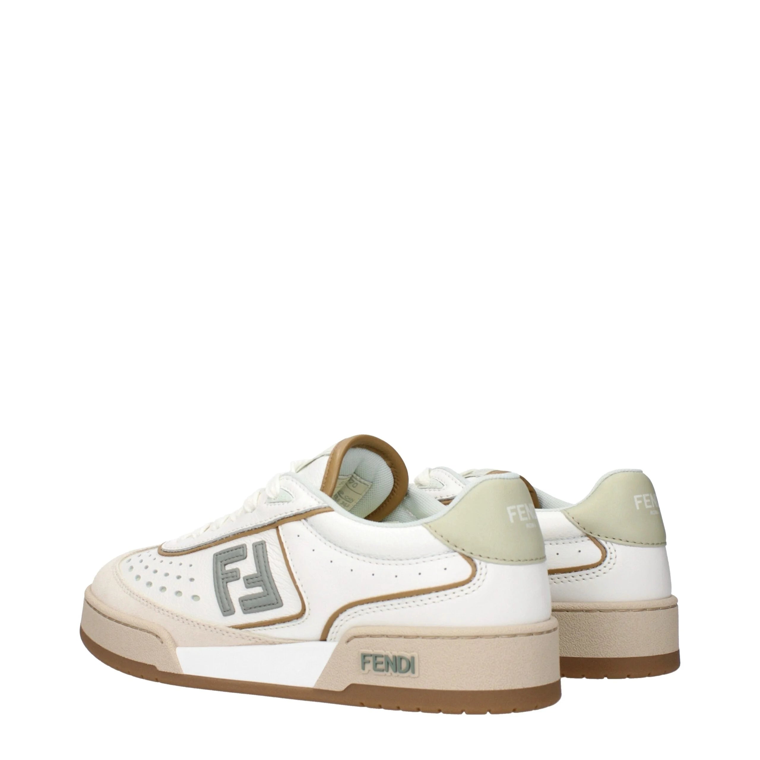 Fendi White Leather Low Tops
