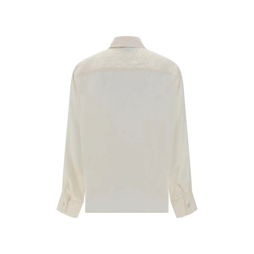 Fendi White Silk Pattern Shirt