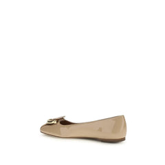 Ferragamo Beige Calf Leather Bos Taurus Ballet Flats - EU36/US6