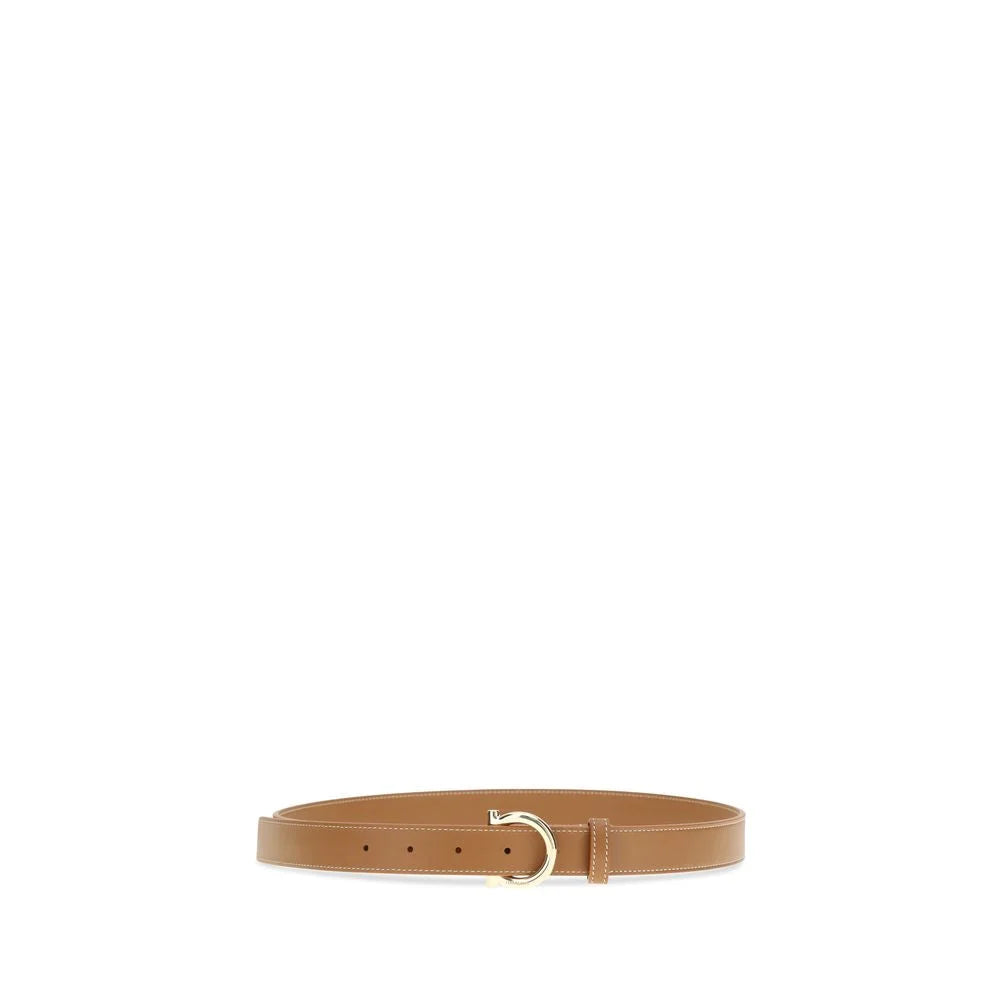 Ferragamo Beige Calf Leather Bos Taurus Regular Belt