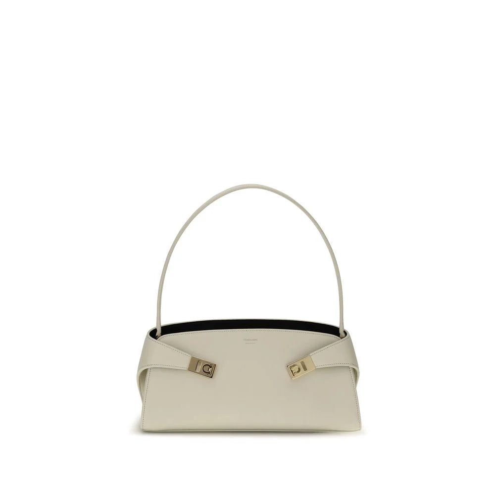Ferragamo Beige Calf Leather Bos Taurus Shoulder Bag
