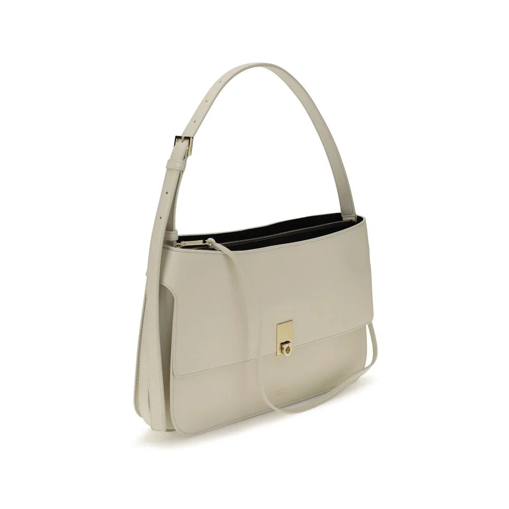 Ferragamo Beige Calf Leather Bos Taurus Shoulder Bag