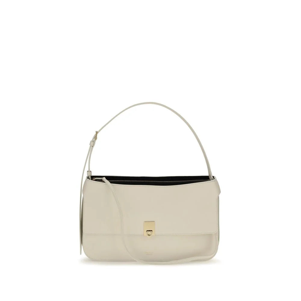 Ferragamo Beige Calf Leather Bos Taurus Shoulder Bag