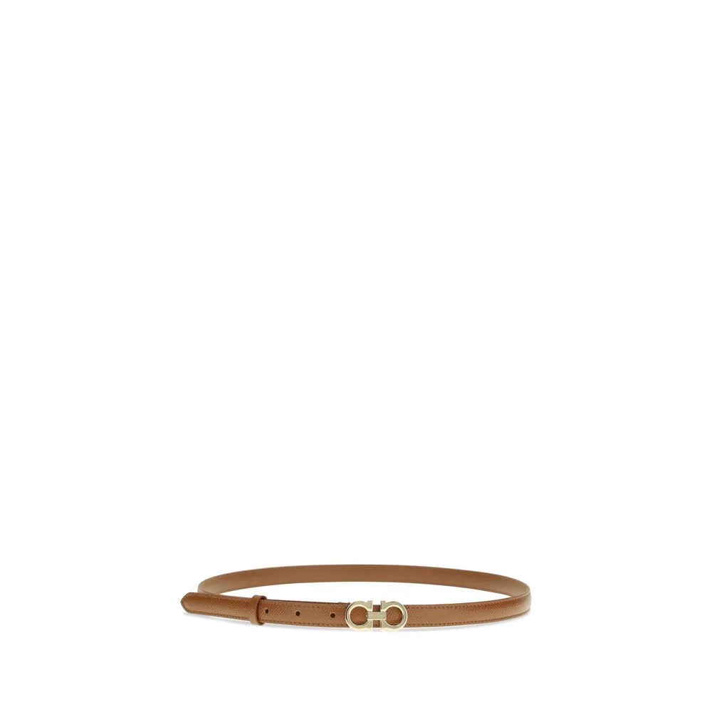 Ferragamo Beige Calf Leather Bos Taurus Thin Belt