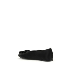Ferragamo Black Calf Leather Bos Taurus Ballet Flats