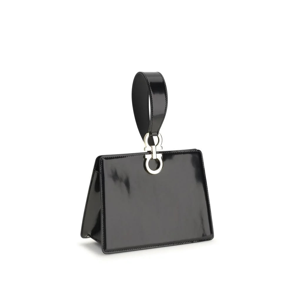 Ferragamo Black Calf Leather Bos Taurus Clutch Bag