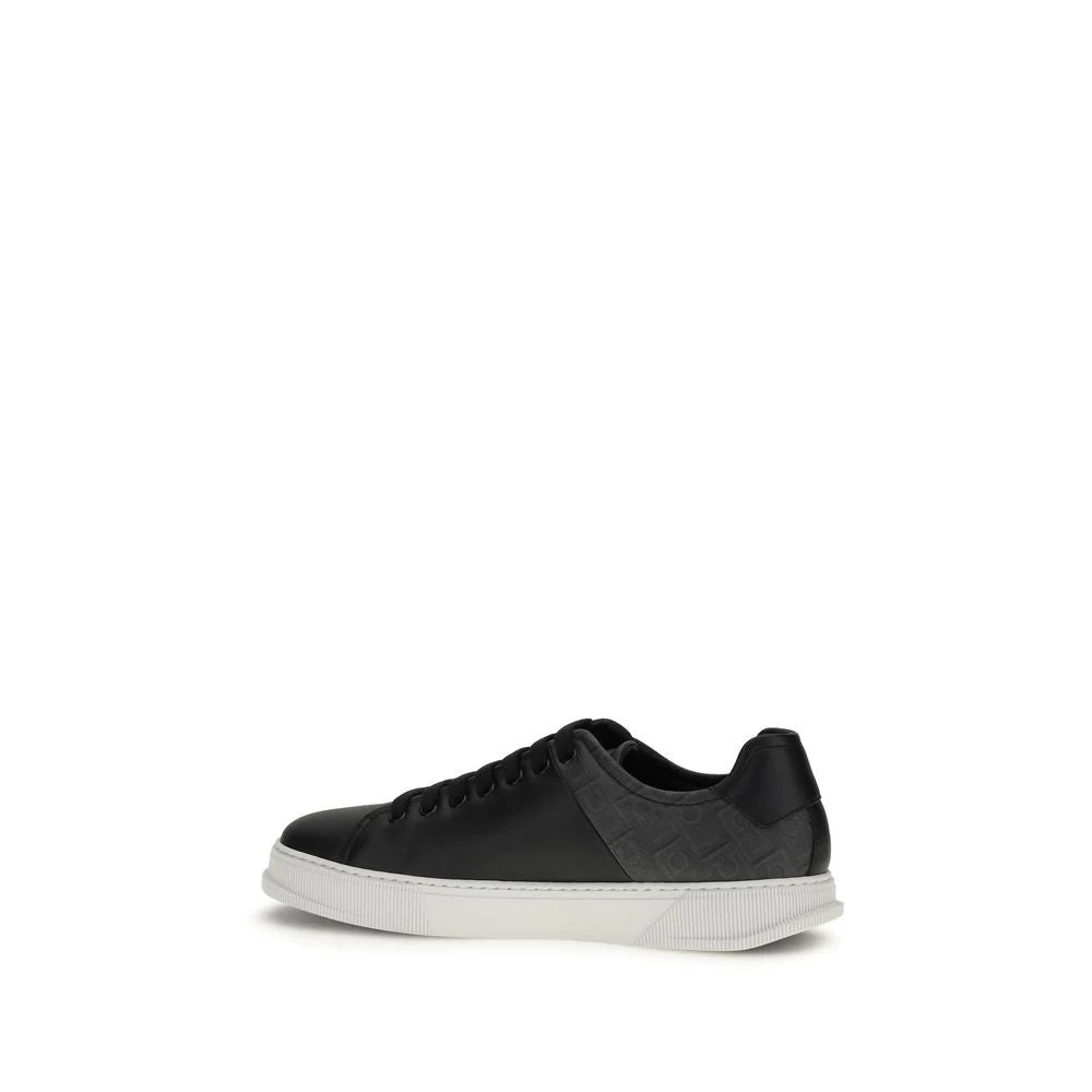 Sneakers basses en cuir de veau Bos Taurus noir Ferragamo