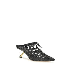 Mules de couro de bezerro Bos Taurus pretas da Ferragamo