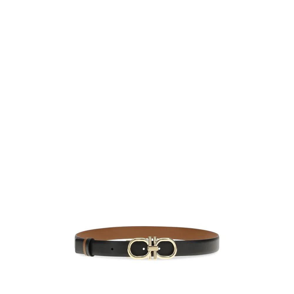 Ferragamo Black Calf Leather Bos Taurus Regular Belt