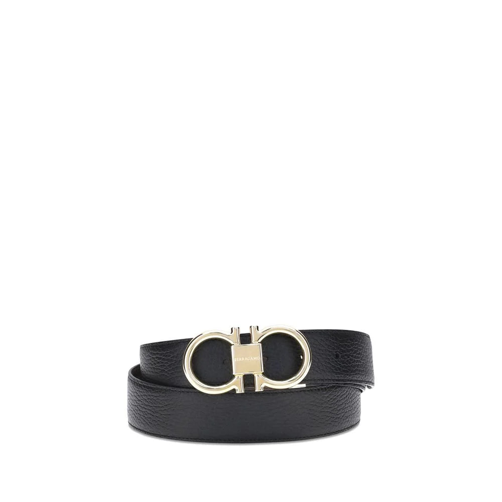 Ferragamo Black Calf Leather Bos Taurus Regular Belt
