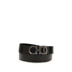 Ferragamo Black Calf Leather Bos Taurus Regular Belt