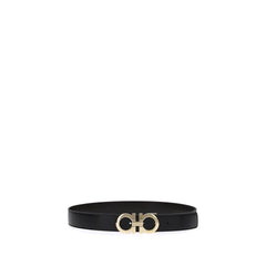Ferragamo Black Calf Leather Bos Taurus Regular Belt