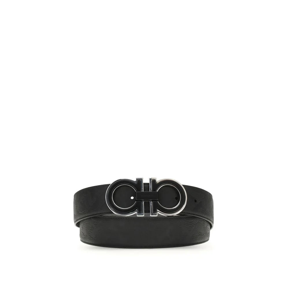 Ferragamo Black Calf Leather Bos Taurus Regular Belt