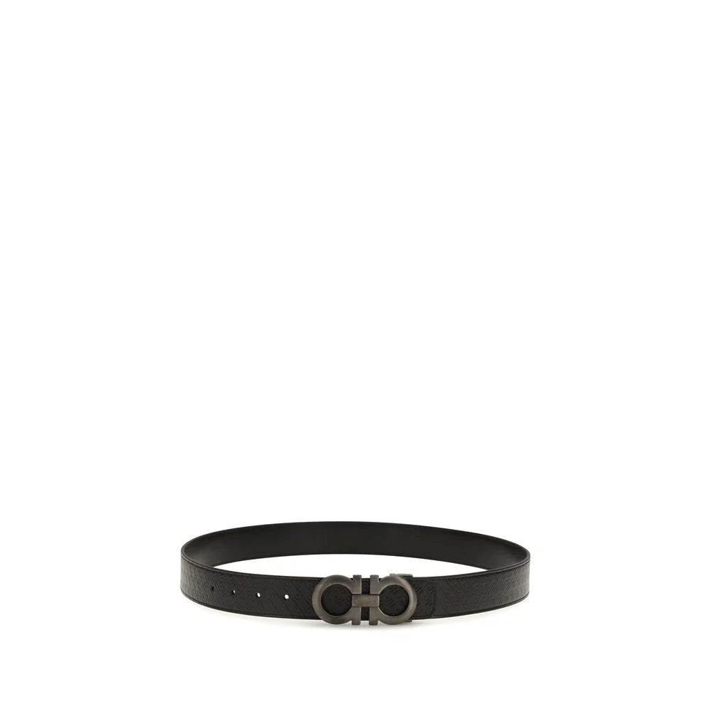 Ferragamo Black Calf Leather Bos Taurus Regular Belt