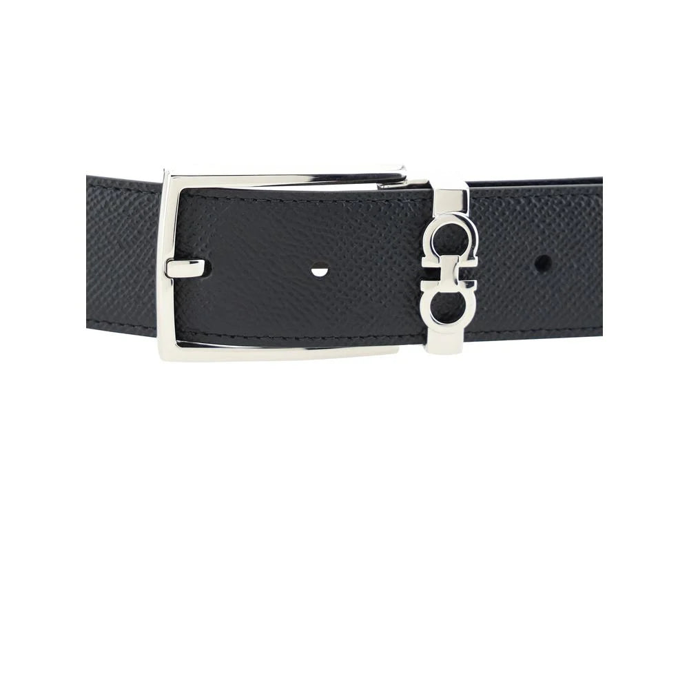 Ferragamo Black Calf Leather Bos Taurus Regular Belt