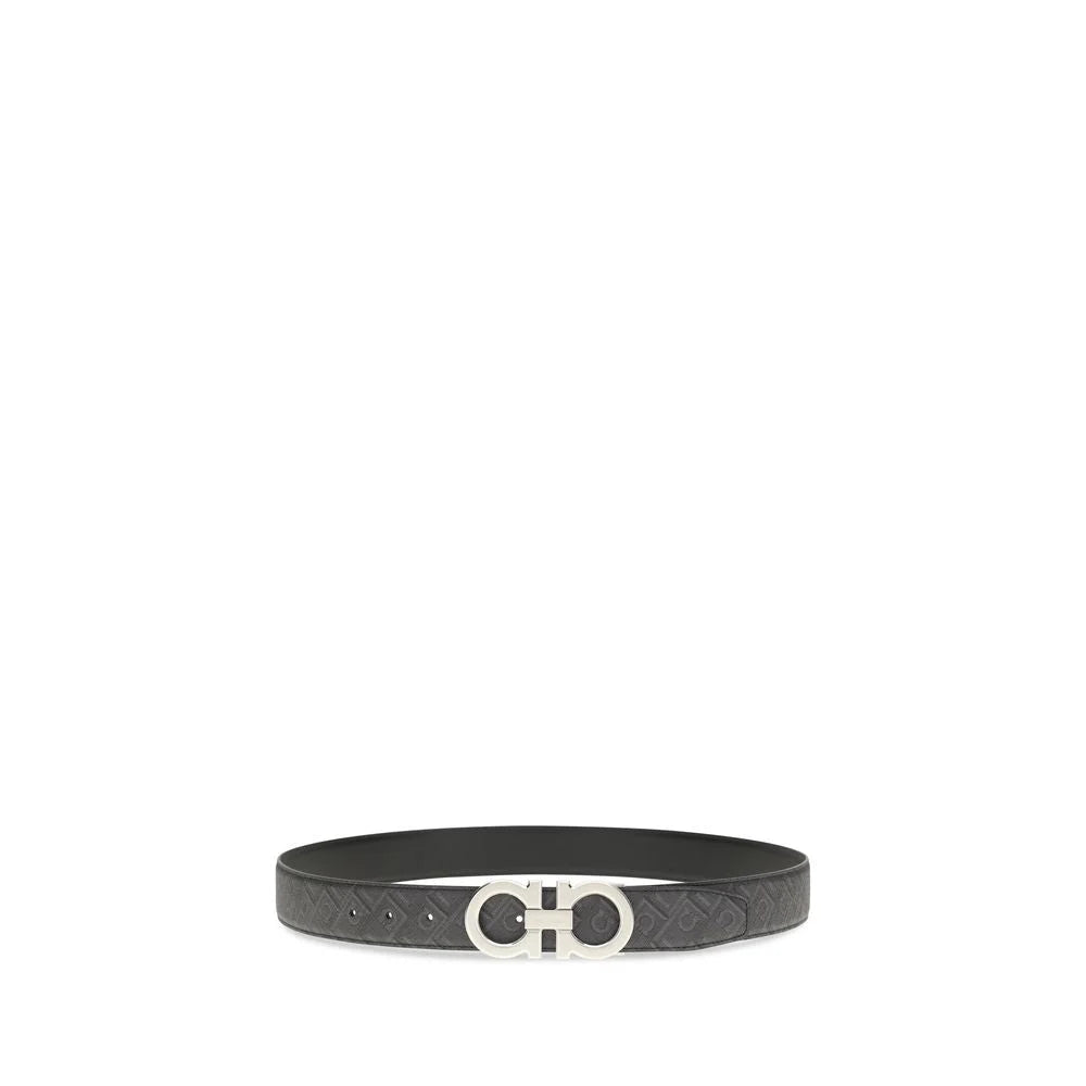 Ferragamo Black Calf Leather Bos Taurus Regular Belt
