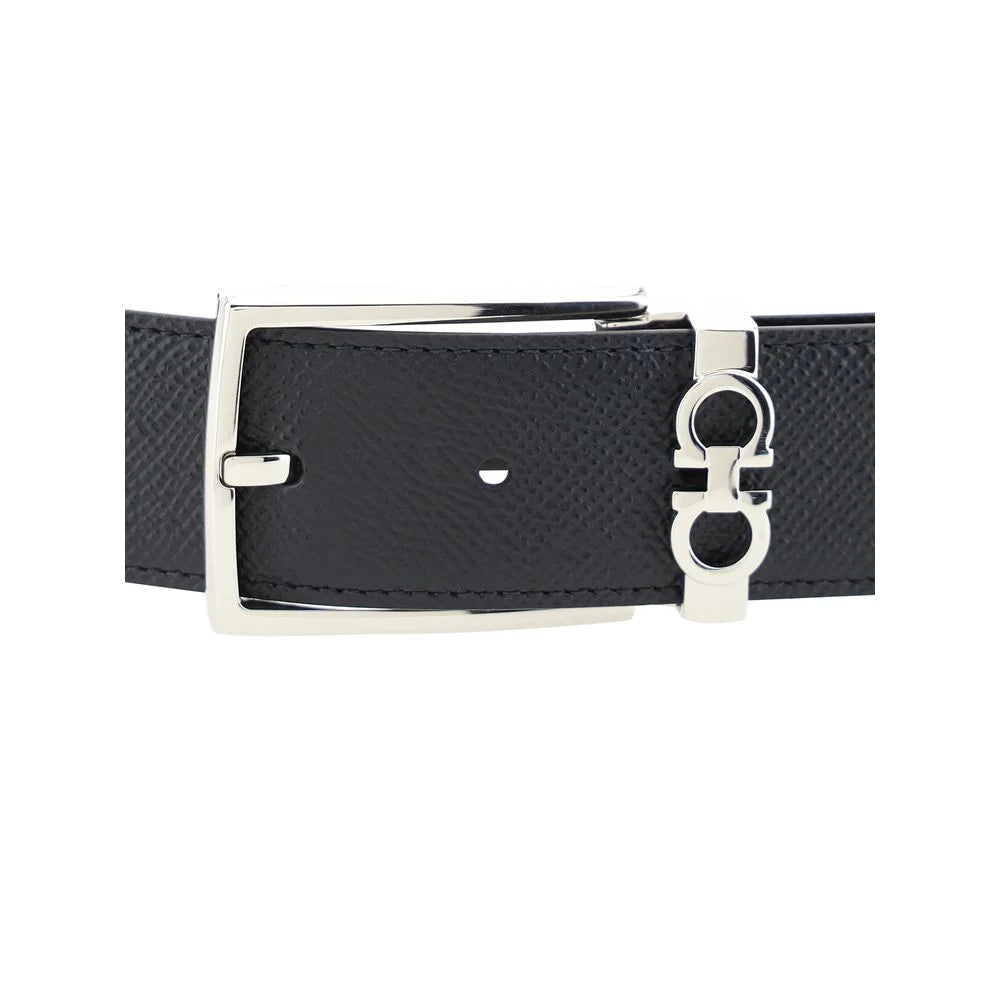 Ferragamo Black Calf Leather Bos Taurus Regular Belt