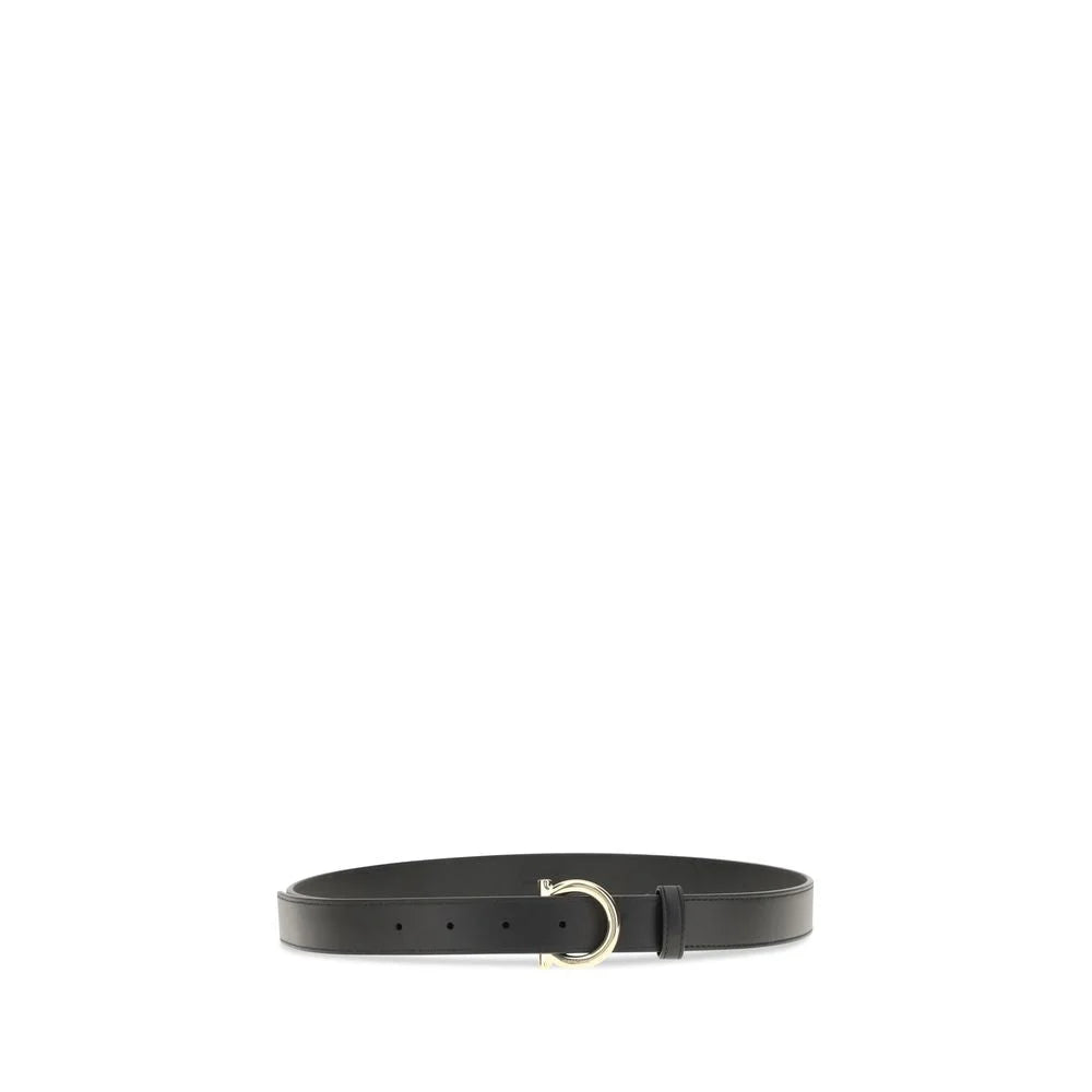Ferragamo Black Calf Leather Bos Taurus Regular Belt