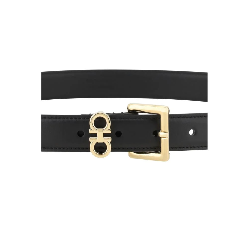 Ferragamo Black Calf Leather Bos Taurus Regular Belt