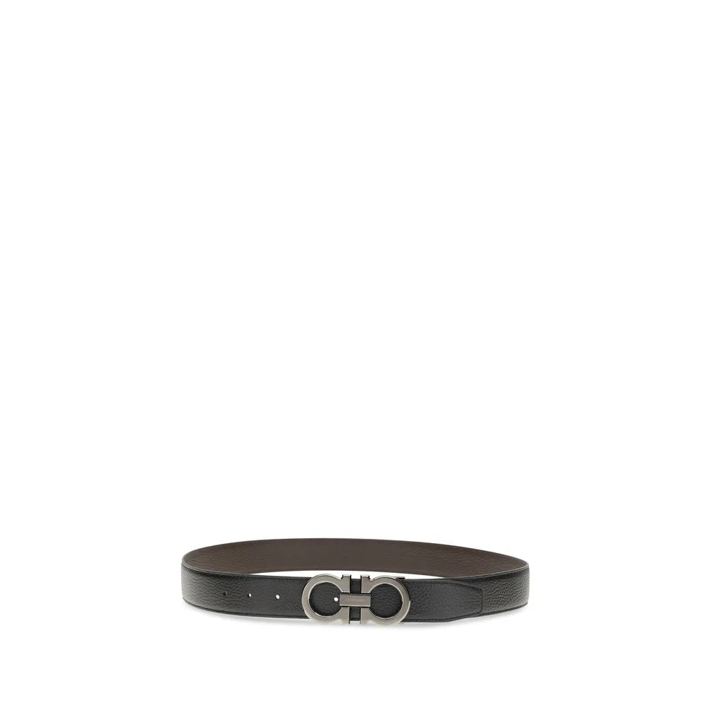 Ferragamo Black Calf Leather Bos Taurus Regular Belt