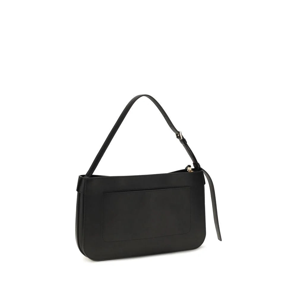 Ferragamo Black Calf Leather Bos Taurus Shoulder Bag