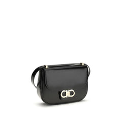 Ferragamo Black Calf Leather Bos Taurus Shoulder Bag