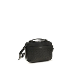 Ferragamo Black Calf Leather Bos Taurus Shoulder Bag