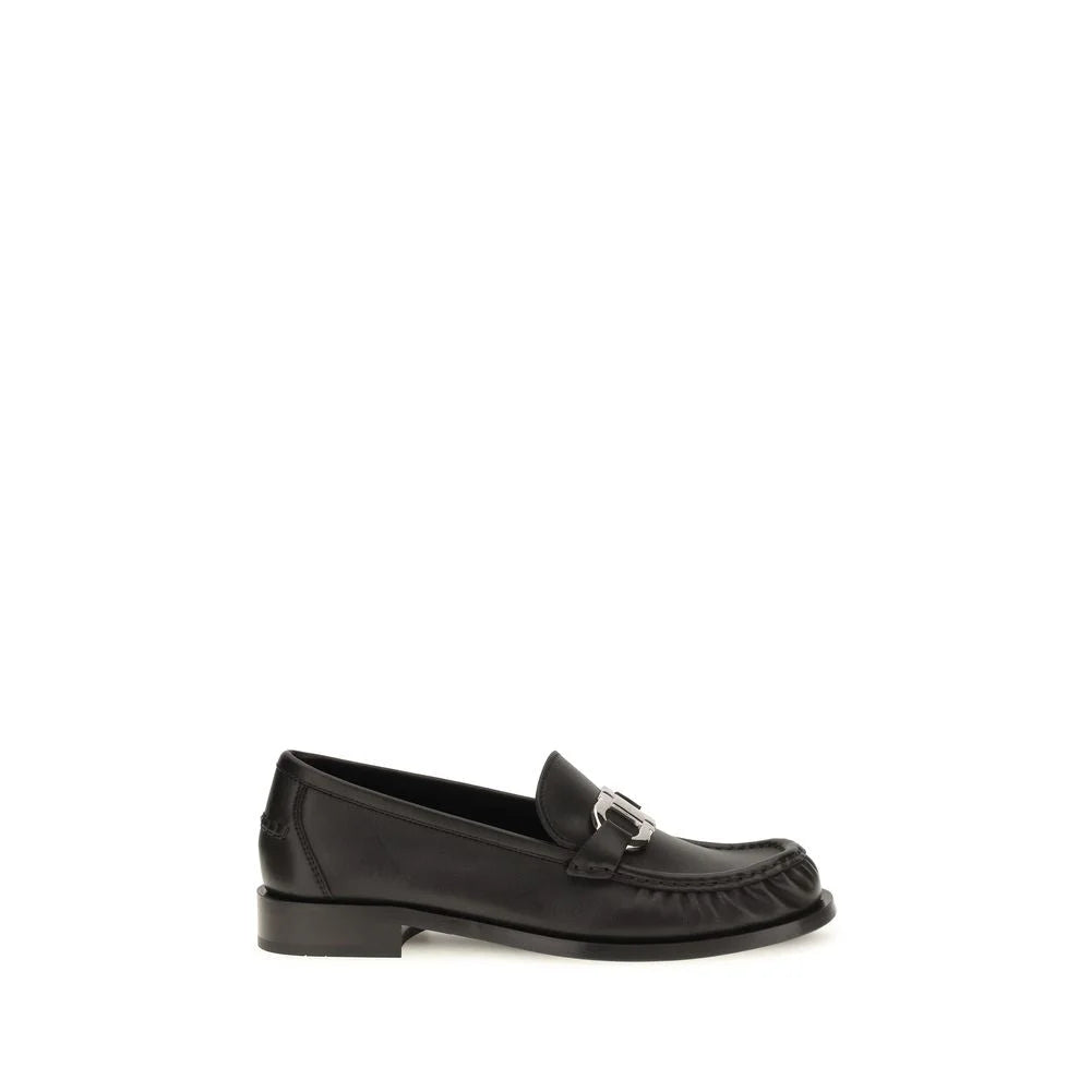 Ferragamo Black Calf Leather Bos Taurus Slip-On Loafers