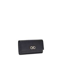 Ferragamo Black Calf Leather Bos Taurus Wallet