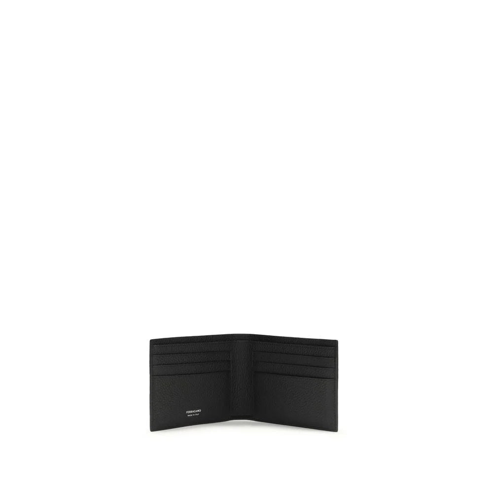 Ferragamo Black Calf Leather Bos Taurus Wallet