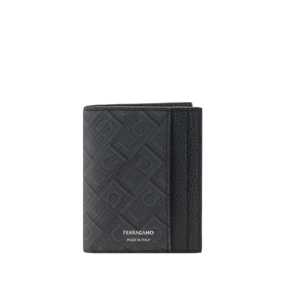 Ferragamo Black Calf Leather Bos Taurus Wallet