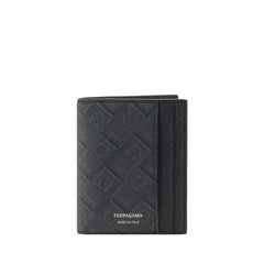 Ferragamo Black Calf Leather Bos Taurus Wallet