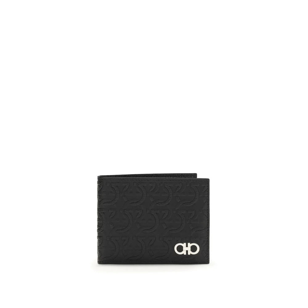 Ferragamo Black Calf Leather Bos Taurus Wallet