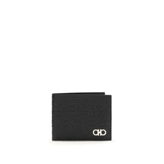 Ferragamo Black Calf Leather Bos Taurus Wallet